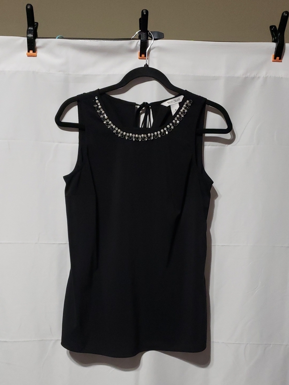 White House Black Market Embellished Neckline Sleeveless Top